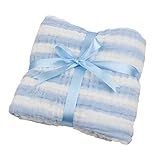 ガーゼおくるみ ベビーケット バスタオル 6重ガーゼ ふわふわ 柔らか 出産祝い ギフト プレゼント 男女共用 110cm*110cm 縞柄 ブルー