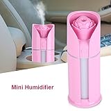 ミニLED加湿器　空気清浄機　USB卓上空気加湿器　ミニLED夜間照明付き　USB加湿器　乾燥対策 卓上加湿器　(ピンク)