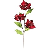 Vickerman Magnolia with 4 "フラワーヘッド&用紙Wrapped Wire Stem in 6 /ボックス 33" レッド QG163003
