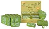 28 Rolls (280 Bags) Compostable Pet DooDoo Bags ASTM D6400 / EN 13432 Approved Free Dispenser Includ