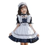 YUEEI メイド服 子供 ハロウィン コスプレ 仮装 女の子 ワンピース 半袖 可愛い ロリータ パーティー イベント 演出服 蝶結ぶ 5点セット (120)