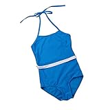 (プタス)Putars 子供用 ガールズ 水着 ワンピース ホルターネック シンプル ブルー 快適 水泳 スイミング ビーチ 温泉 キッズ水着 かわいい オシャレ ファッション 2-7歳