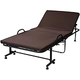 山善(YAMAZEN) 折りたたみベッド 宮付き シングル 低反発 14段階リクライニング ダークブラウン/ブラック 幅103×奥行211×高さ55.5cm