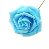 yougheny バラ 造花 多色展開 50本セット 手作りブーケ ドライフラワー 結婚式 イベント パーティー 撮影などに 気分転換 インテリア 自分でDIY飾り花 (スカイブルー)