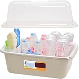 ZZ照明クリエイティブ赤ちゃんFeeding Bottle Organizerベビーテーブルウェアボックスwith防塵カバー乾燥ラックキッチン使用 15.9"*11.8"*10.2" ブラウン YLQ
