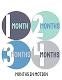 Months in Motion 298 Baby Month Stickers for Newborn Boy Blue Green by Months In Motion