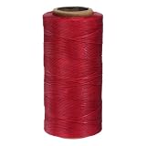 uxcell レザー縫製用ワックス糸 284ヤード/260 M 0.8 mm 150D フラット ポリエステル 万能糸 革細工 製本 靴修理 レッド