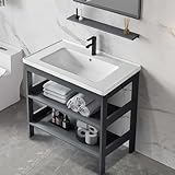 洗面台 洗面化粧台 洗面ボウル 手洗い器 洗面キャビネット アルミニウム 、床置き型、スペースアルミニウム、小型アパート、バスルーム、屋外用、一体型セラミック洗面器、床から天井までの小さな家庭用キャビネット 組合せ バルコニーセラミックペデスタルベイスン
