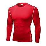 sillictor コンプレッション トップス メンズ 長袖 パワーストレッチ アンダー シャツ コンプレッション ウェア [UVカット + 吸汗速乾] yc1019レッド S