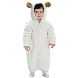 【ノーブランド品】ふわもこ きゃわわ ヒツジ 着ぐるみ カバーオール もこもこ素材 ベビー服 子供服 (95サイズ：（95cm～100cm）)