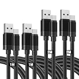 SCGK USB C ケーブル タイプc ケーブル 【6本セット・ナイロン編み・１ｍ/2m】 type-c データ転送 急速充電 充電コード 高耐久素材 Xperia Samsung Galaxy Huawei Android各種他対応 (４本セット・1mの２本＋２ｍの２本)