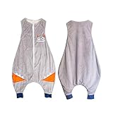URAQT 子ども スリーパー パジャマ 春秋用 ベビー 寝袋 綿 可愛い 動物柄 着ぐるみ 通気 赤ちゃん 袖なし お昼寝 寝冷え 防止 プレゼント 出産祝い (82CM L5-7歳, グレー)