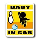 わーるどくらふと BABY IN CAR ボウリングバージョン（ボールカラー：青） ステッカー （きいろ）
