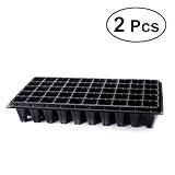 BESTONZON 育苗トレー 育苗ポット 50穴 PS材料 再利用可能 苗プレート 2本セット（黒）