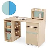 LOWYA （ロウヤ） 勉強机 学習デスク リバーシブルカラー 兄弟デスク 木製 幅120cm ブルー or ライトブルー おしゃれ 入学 入園