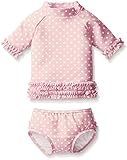 ラッフルバッツ RuffleButts 水着 ラッシュガード ビキニ Pink Polka Dot Ruffled Rash Guard Bikini 6-12m ピンク ナイロン スパンデックス R