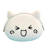Hello-Girl かわいいパーソナライズされた漫画のスタイルの小銭入れPU白いポーチミニ財布化粧品の袋 (One Size, B)