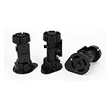 uxcell　固定脚　家具調節可能な脚フット　キャビネット食器棚の脚フット　ブラック　プラスチック　調節可能な高さ　3個