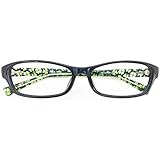 スーパーブルーライトカットメガネ ブルーライト94%カット UV99%カット スクエア クローバー柄 形状記憶 軽量 レディース メンズ 女性 男性 ブルーライトカット メガネ 眼鏡 紫外線カット UVカット 伊達メガネ 度なし (ネイビー)