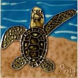 Sea Turtle水にGoing装飾セラミック壁アートタイル4 x 4