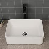 GhomeG 17インチx13インチ バスルームシンク長方形ホワイト磁器セラミック洗面台シンク アート洗面台