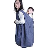 ママチュニック ママワンピース ママエプロン マタニティ マタニティウェア 産前産後 授乳服 おんぶ 抱っこ バッテンおんぶ紐も隠れます (ダンガリー)