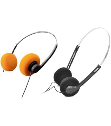 Amazon.co.jp: オレンジとブラックのレトロオンイヤーヘッドホン、有線