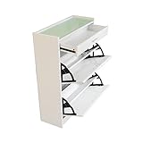 フラップ式鏡面仕上げ靴収納ボックス / シューズラック (2段（約12足）収納タイプ)