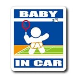 わーるどくらふと BABY IN CAR バドミントンバージョン ステッカー （あお）