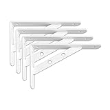 lewu l字 棚受け 鉄厚さ3mm アイアンブラケット 4本入れ ビス付き ホワイト (300x190mm)