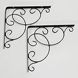 KING DO WAY 2本セット 4サイズ 棚受け 金具 ブラケット L字型 アイアン 金属 貴族風 アンティーク調 ネジ入り ブラック 20*20cm