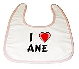 Baby Bib with I Love Ane (first name/surname/nickname) by Shopzeus