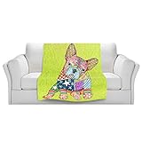 ブランケットウルトラソフトFuzzy 4サイズ！DIANOCHEデザインからby Marley UngaroフレンチブルドッグライムホームDecor Unique Designer芸術的スタイリッシュ