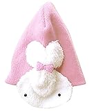 Plus Nao(プラスナオ) 子供用 帽子 ニット帽 ウサギの耳あて付き ニットキャップ ビーニー 赤ちゃん ベビー キッズ 男の子 女の子 冬帽子 - ピンク