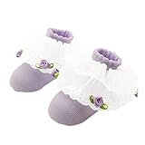 幼児の赤ちゃんの女の子の甘いレーストリムパープルプリンセスソックス
