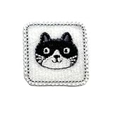 アップリケワッペン 八割れ猫スクエア 黒猫 ねこ キャット