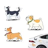 seimeinoki 車用デカール おもしろ 犬パータン カーステッカー 3枚セット キズ隠し 凹み隠しに 防水ステッカー 車用ステッカー 可愛い 漫画風 犬ステッカー 傷あと ステッカー 車用デコレーション 車ボディ 車ドア 窓 ウォールステッカー 18cm (立っている)
