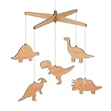 Wooden Dinosaur Nursery Baby Mobile - Tasmanian Oak / Flat Pack (T-rex, Apatosaurus, Triceratops, St