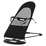 【ノーブランド品】調節可能　ベビー　幼児　バウンサー　チェア　バランス　振動　ロッキングチェア　ベルト付き　人間工学　柔らかい　ソフト　全2色 - ブラック