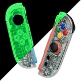 eXtremeRate Joycon 2対応用DIY交換シェルボタン、Nintendo Switch 2対応フルセットハウジングケース+デコレーションストリップ+ミドルブラケット+ボタン+工具キット-デラックス版【暗闇で光る-グリーン】