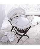 Izziwotnot Premium Gift White on Dark Wicker Moses Basket by Izziwotnot