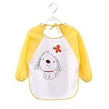 ベビー用　ビブ　エプロン　赤ちゃん　子供用　防水　食事　絵書き　長袖　軽い　カートン　動物柄　1-3歳 (色3)