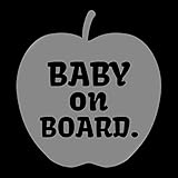 リンゴ baby on board カッティング ステッカー シルバー 銀