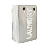 kalolaryランドリー衣類hamper-large正方形ランドリーバッグハンドル、折りたたみ式洗濯バスケット寝室保育園寮やクローゼットのストレージ、完璧な寮、旅行 グレー