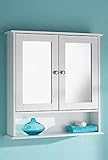 Wooden Mirror Door Wall Mountable Bathroom Cabinet Shelf - White