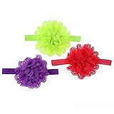 Domybest 3pcs ヘアバンド ヘアアクセサリ 写真小道具 女の子 紫 緑 赤 発表会 七五三 卒業式 結婚式 演奏会 入園式 花嫁介添人 パフォーマンス