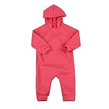POTOJP ロンパース 子供服 無地 フード付き長袖 ジッパー カバーオール ベビー服 キッズ服 パジャマ クライミング服 満月/出産祝い/プレゼント (80)