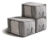 Maylen Hughes(メーレンヒューズ) ふとん収納ケース 衣類収納ボックス 活性炭シート入り 不織布製 消臭 窓付 すっきり整頓 (グレー 60 * 35 * 40cm 横)