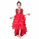 女の子のプリンセスドレス, 幼児の女の子の結び目のある結婚式の花嫁介添人のノースリーブのツツーのプリンセスドレス by TODOYI (100, RD)