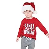 歌を愛する クリスマス サンタベイビーキッズボーイズガールズレタープリントTシャツトップス服装 (90CM)